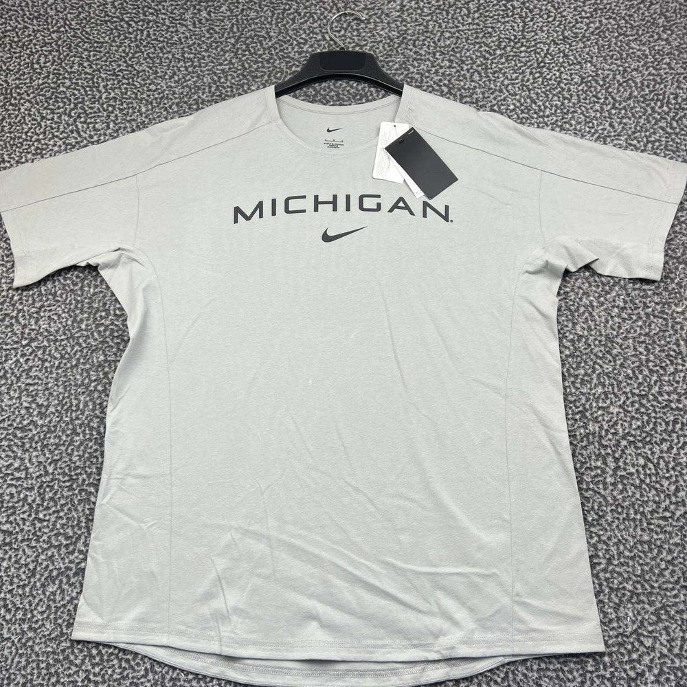 Nike Michigan Wolverines Shirt Men Large Gray Short Sleeve Cotton New L